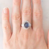 Anello ballerina vintage in platino con zaffiro stellato (4.59ct) e diamanti (0.85ctw), anni '90