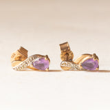 Vintage-Ohrringe aus 9-karätigem Gelb- und Weißgold mit Amethysten und Diamanten