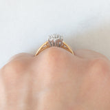 Vintage-Blumenring aus 9-karätigem Gelb- und Weißgold mit Diamanten im Brillantschliff (ca. 0.33 ctw)