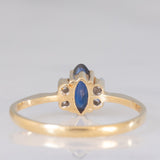 Bague vintage en or jaune 18 carats avec saphir (environ 0.35 ct) et diamants (environ 0.04 ct)