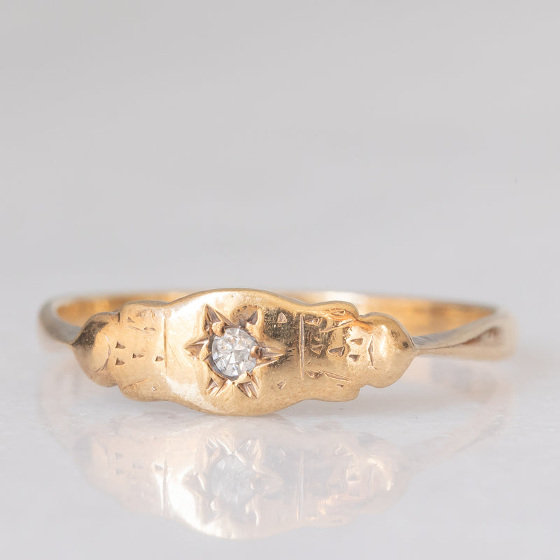 Solitario antico in oro giallo 9K con diamante, anni ‘10