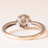 Anello a fiore in oro bianco 9K con diamanti di taglio brillante (0.15ctw ca.), anni ‘80/‘90