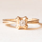 Vintage-Solitär aus 14-karätigem Gelb- und Weißgold mit Diamant (ca. 0.015 ct), 70er Jahre