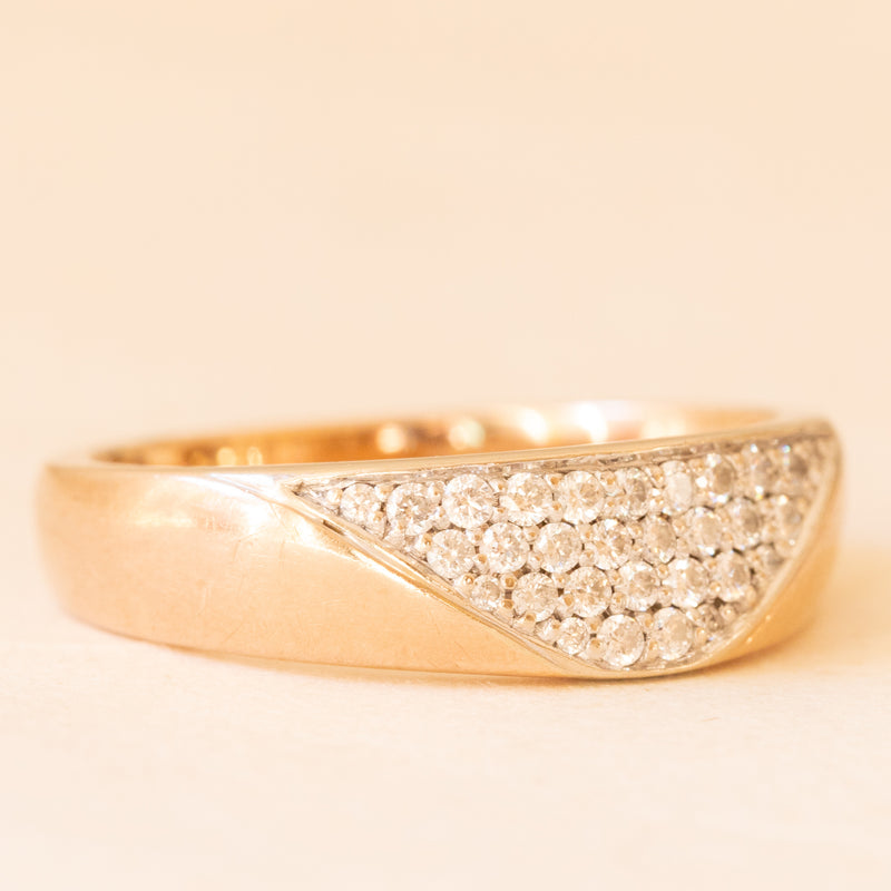 Anello vintage in oro rosa 14K con pavé di diamanti di taglio brillante (0.26ctw)