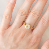 Solitario vintage in oro giallo 9K con quarzo rutilato (1.35ct)