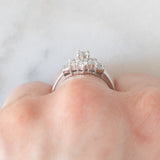 Anello a fiore vintage in platino con diamanti (0.76ctw), anni ‘80
