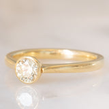 Solitaire vintage en or jaune 14 carats et diamants taillés en brillant (env. 0.45 ct), années 70
