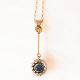 Necklace with vintage chain in 9K yellow gold and with antique pendant in 14K yellow and white gold with sapphire (approx. 1.60ct) and diamonds (approx. 0.80ctw), 20s/30s