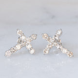 Kreuzohrringe aus Platin mit Brillanten (2 ct), 90er Jahre