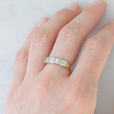 Bague vintage en or jaune et blanc 18 carats avec diamants taille baguette (environ 1 ct), années 80