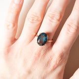 Anello da cocktail vintage in oro giallo 9K con spinello sintetico (5.80ct ca.), anno 1995