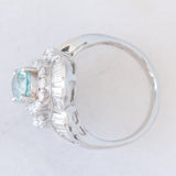 Anello ballerina moderno in platino con tormalina Paraiba (1.26ct) e diamanti (1.36ctw), anni ‘2000
