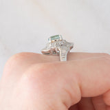 Anello ballerina moderno in platino con tormalina Paraiba (1.26ct) e diamanti (1.36ctw), anni ‘2000