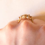 Anello vintage in oro giallo 9K con quarzi citrini (1.80ctw ca.) e diamanti, anni ‘80
