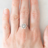 Anello a fiocco di neve in oro bianco 18K con diamanti (0.28ctw ca.), anni ‘70