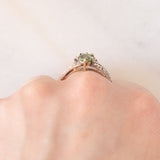 Toi et Moi vintage in oro giallo 8K con cromotormaline (0.65ctw) e diamanti (0.18ctw)