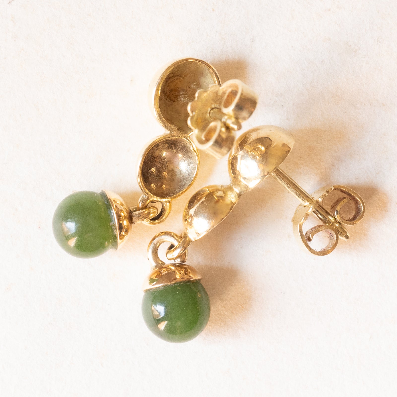 Orecchini Pendenti In Onice Verde Naturale, Cerchio In Ottone Placcato Oro 18K - Gioielli Artigianali Minimalisti Per Donna