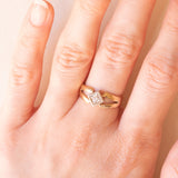 Vintage 9K yellow gold band ring with old European cut diamond (0.10ct approx.), 70s