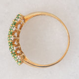 Anello in oro giallo 9K con tsavoriti (0.65ctw ca.) e zaffiri bianchi