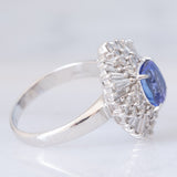 Anello ballerina vintage in platino con tanzanite (1.63ct) e diamanti (1.13ctw), anni ‘80/‘90