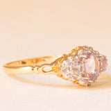 Anello vintage in stile vittoriano in oro giallo e bianco 9K con ametiste (0.60ctw ca.) e diamanti