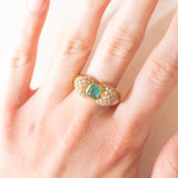 Vintage-Ring aus 18-karätigem Gelbgold mit Smaragd (ca. 0.50 ct) und Diamanten im Brillantschliff (ca. 0.66 ctw), 70er/80er Jahre