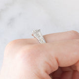 Anello a fascia e a fiore in platino con diamanti (1ctw), anni ‘90