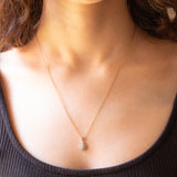Collana vintage con ciondolo in oro giallo 9K e ciondolo in oro giallo e bianco 9K con diamanti (0.15ctw ca.)