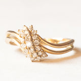 Vintage-Ring aus 9-karätigem Gelbgold mit geschliffenen Diamanten (ca. 0.21 ctw), 1989