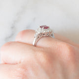 Anello vintage in platino con rubino (0.83ct) e diamanti (0.86ctw), anni ‘80/‘90