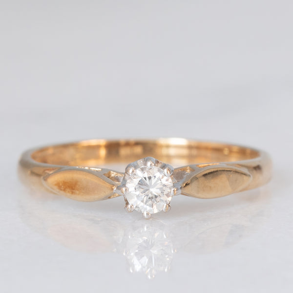 Solitario vintage in oro giallo 9K con diamante di taglio brillante (0.15ct ca.), anno 1990