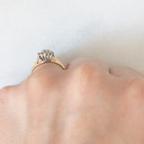 Anello a margherita vintage in oro giallo 9K con diamanti di taglio brillante (0.30ctw ca.), anno 1990