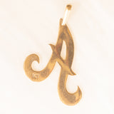 Pendentif vintage en forme de « A » en or jaune 9 carats, années 70