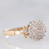 Anello a fiore vintage in oro giallo 9K con diamanti (0.18ctw ca.), anni ‘80