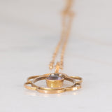 Pendente antico lavalier in oro giallo 9K con ametiste (0.18ct ca.) e perline bianche, anni ‘10/‘20