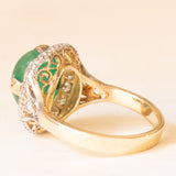 Vintage-Gänseblümchenring aus 14-karätigem Gelb- und Weißgold mit Smaragd (ca. 6 Karat) und Diamanten (ca. 0.85 Karat), 60er Jahre