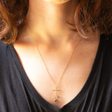 Vintage-Halskette mit Kette aus 9-karätigem Gelbgold und Anhänger aus 9-karätigem Gelbgold mit herzförmigem Amethyst und Diamanten