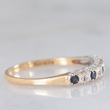 Veretta vintage in oro giallo 9K con zaffiri (0.20ctw ca.) e diamanti