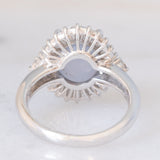 Anello ballerina vintage in platino con zaffiro stellato (6.40ct) e diamanti (0.94ctw), anni ‘80