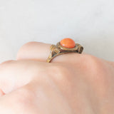 Vintage 8K Yellow Gold Orange Coral Ring, 60s