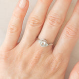 Anello vintage in oro bianco 9K con acquamarine (0.50ctw ca.) e diamanti (0.05ctw ca.), anni ‘90
