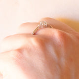 Trilogy vintage in oro bianco 9K con acquamarina (0.30ct ca.) e diamanti di taglio brillante (0.05ctw ca.)