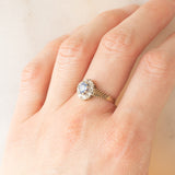 Anello a margherita in oro giallo 9K con zaffiro (0.35ct ca.) e diamanti (0.04ctw ca.), anno 1991