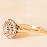 Vintage-Blumenring aus 9-karätigem Gelb- und Weißgold mit Diamanten (ca. 0.25 ctw), 1986
