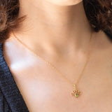 Vintage-Halskette mit Kette aus 9-karätigem Gelbgold und Anhänger aus 9-karätigem Gelbgold mit Peridot (ca. 0.50 ct), 80er/90er Jahre