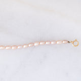 Collana vintage con perle rosa e con chiusura in oro giallo 18K,anni ‘90
