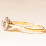 Vintage-Blumenring aus 18-karätigem Gelb- und Weißgold mit Diamanten im Brillantschliff (ca. 0.27 ctw), 1991