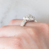 Anello a fiore vintage in platino con diamanti (1ctw), anni ‘80