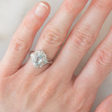 Anello ballerina vintage in platino con acquamarina (0.65ct) e diamanti (0.35ctw), anni ‘80/‘90