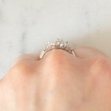 Anello a fiore vintage in platino con diamanti di taglio brillante (1ctw), anni ‘80